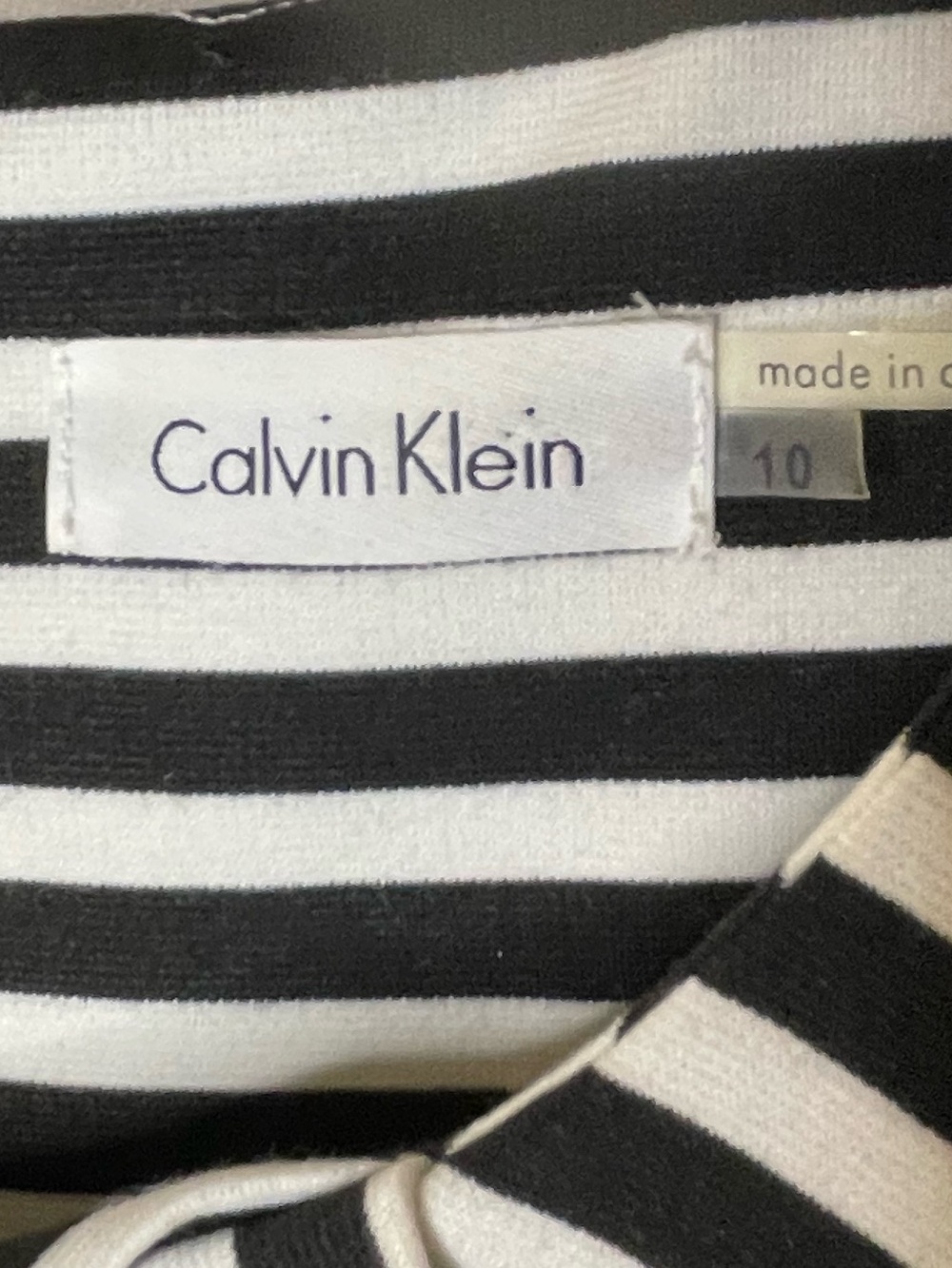Calvin Klein Black and White Striped Sheath Dress Sz 10 - Picture 4 of 5